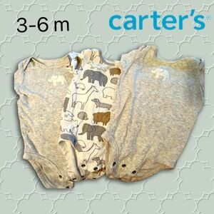 👍*GUC* CARTER’S |3 m| Set of 3️⃣ Unisex Gray/White Baby Onesies  ❗️read
